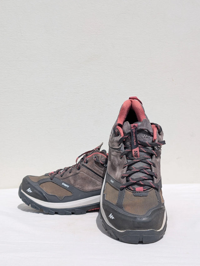 Quechua MH100 Hiking Shoes – Brown & Black Waterproof Outdoor Sneakers