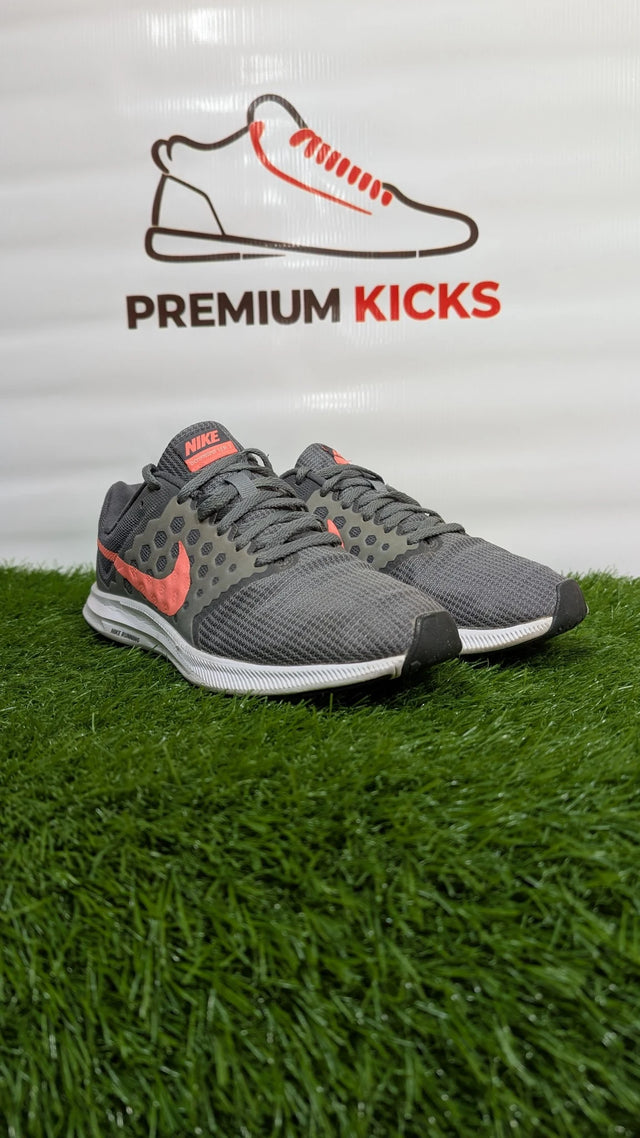 Nike Downshifter Running Shoes – Grey & Coral Red Sneakers