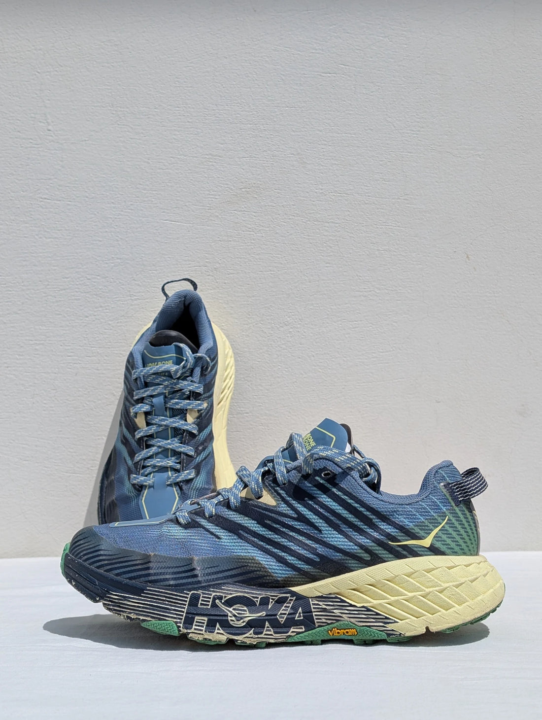 HOKA Speedgoat 4 Trail Running Shoes – Blue & Yellow