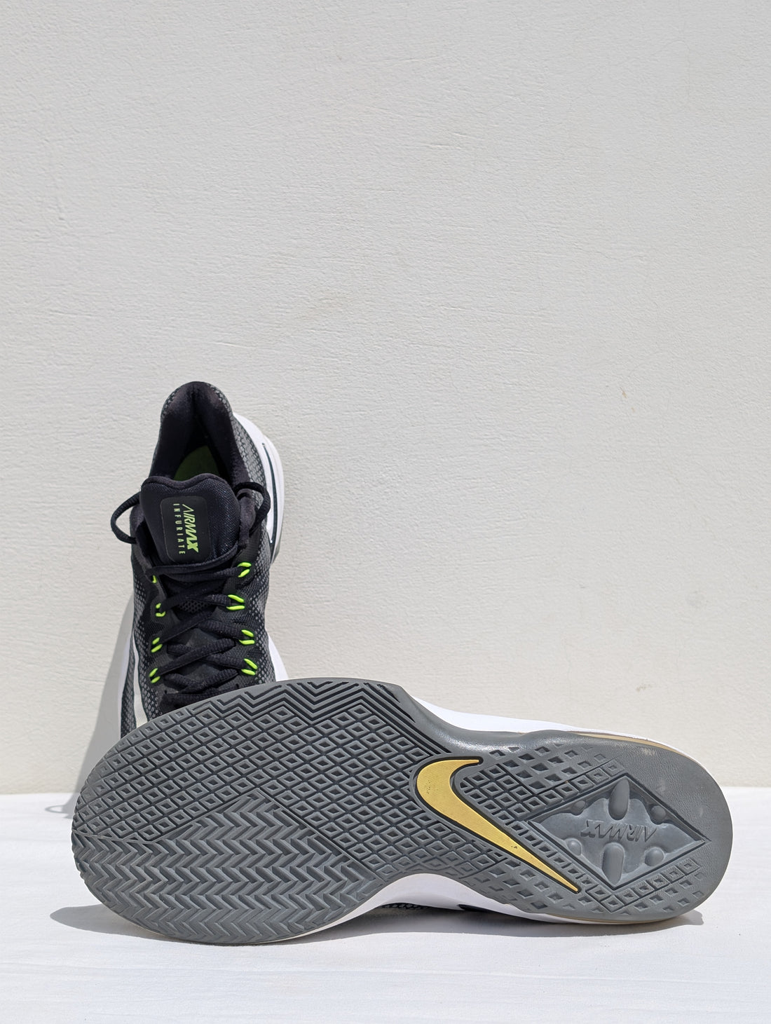 Nike Air Max Infuriate 3 Mid Basketball Shoes – Black & Neon Green