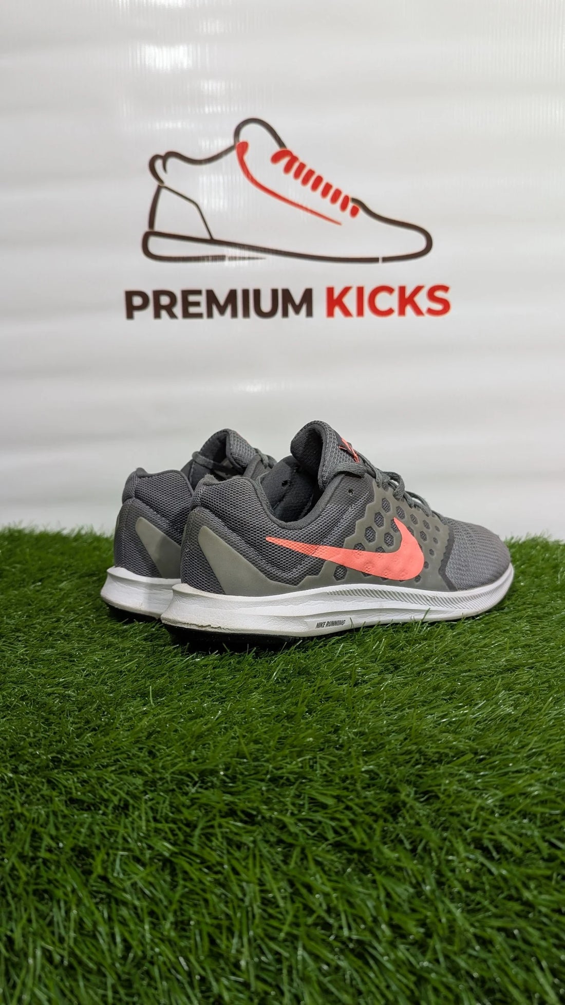 Nike Downshifter Running Shoes – Grey & Coral Red Sneakers