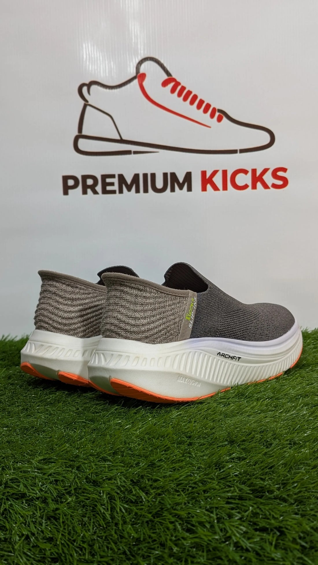 Skechers Slip-On Sneakers Dark Grey & Khaki | Premium Kicks