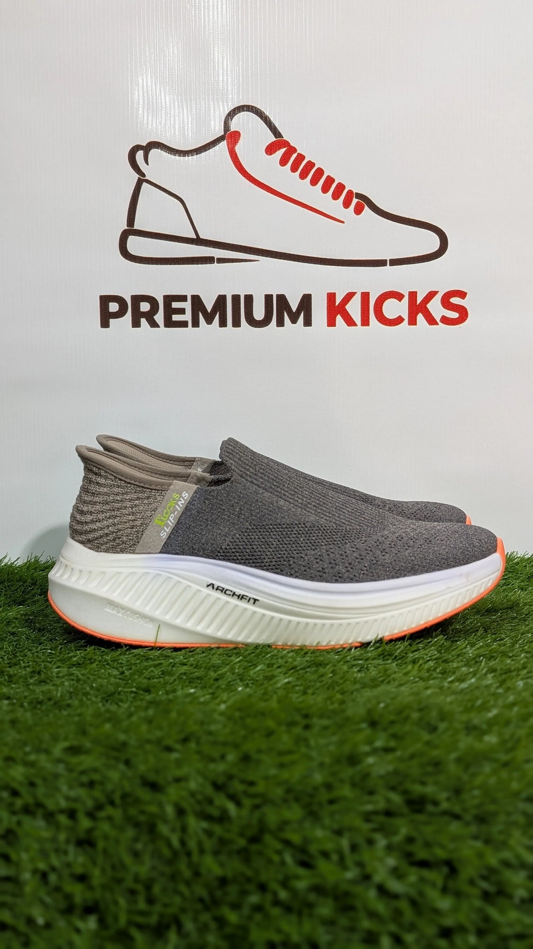 Skechers Slip-On Sneakers Dark Grey & Khaki | Premium Kicks