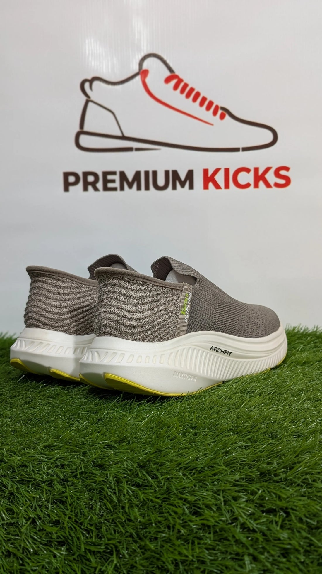 Skechers Slip-On Sneakers Dark Grey & Khaki | Premium Kicks