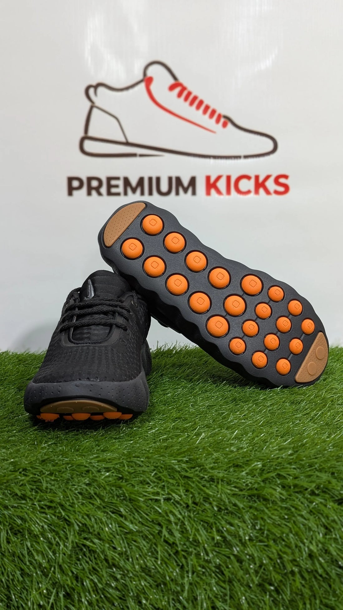 Black & Grey Sneakers with Orange Pod Sole | Premium Kicks
