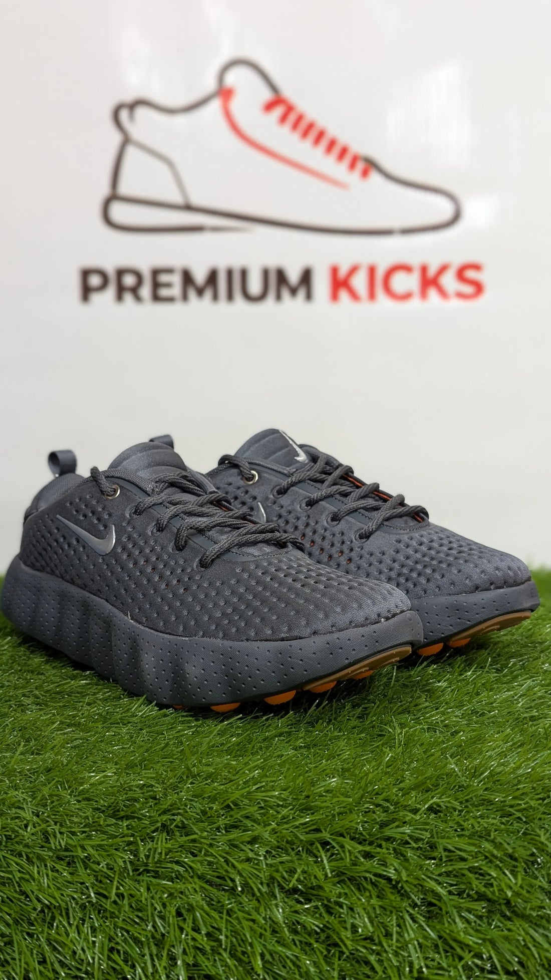 Black & Grey Sneakers with Orange Pod Sole | Premium Kicks