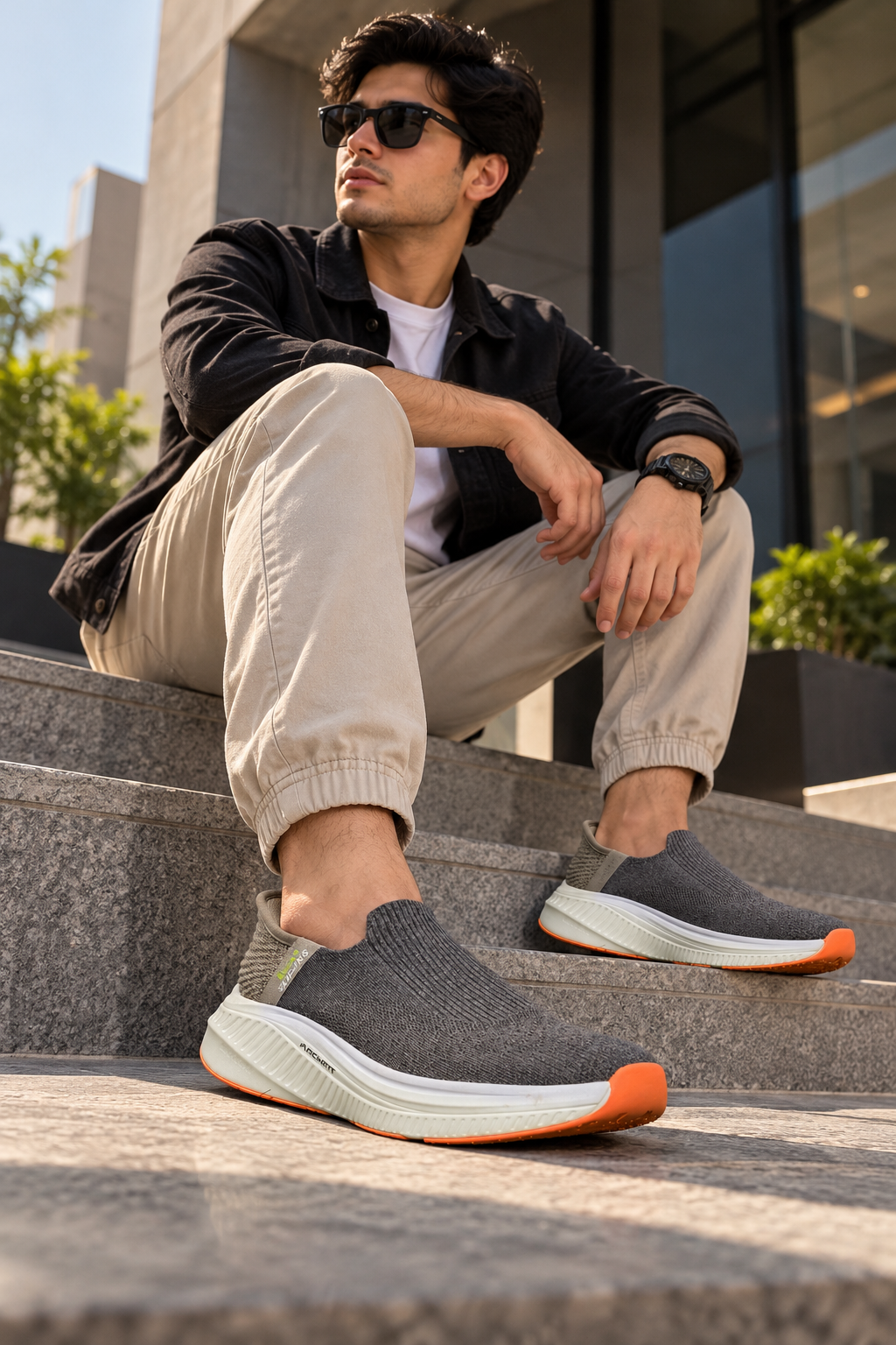 Skechers Slip-On Sneakers Dark Grey & Khaki | Premium Kicks