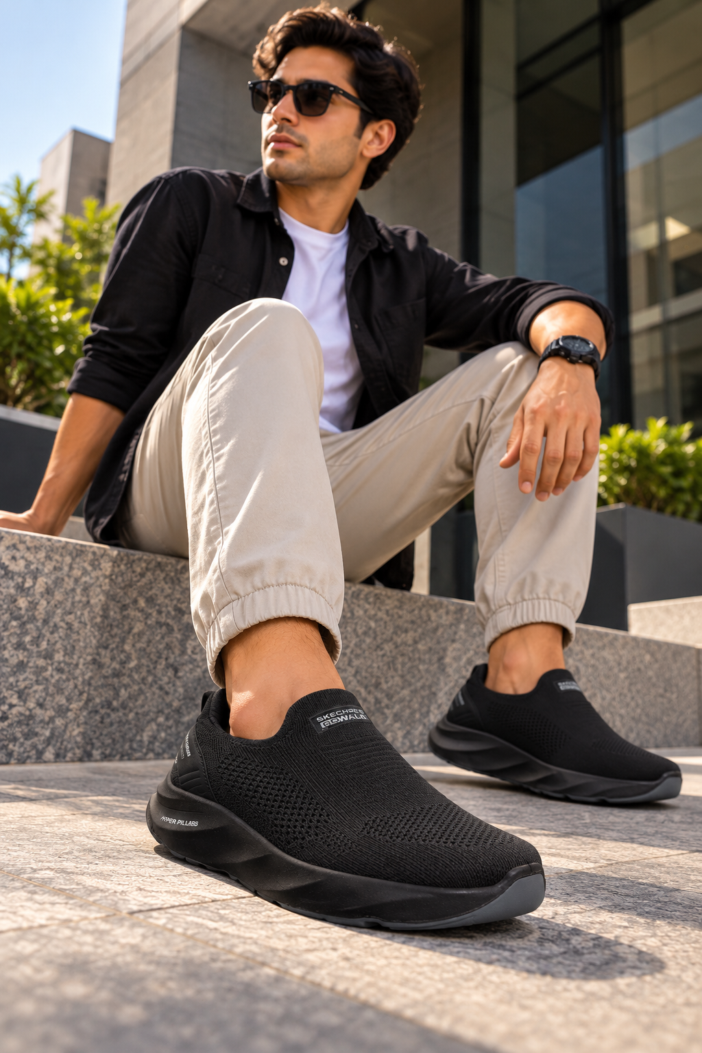 Black Knit Slip-On Shoes | Skechers Style | Premium Kicks