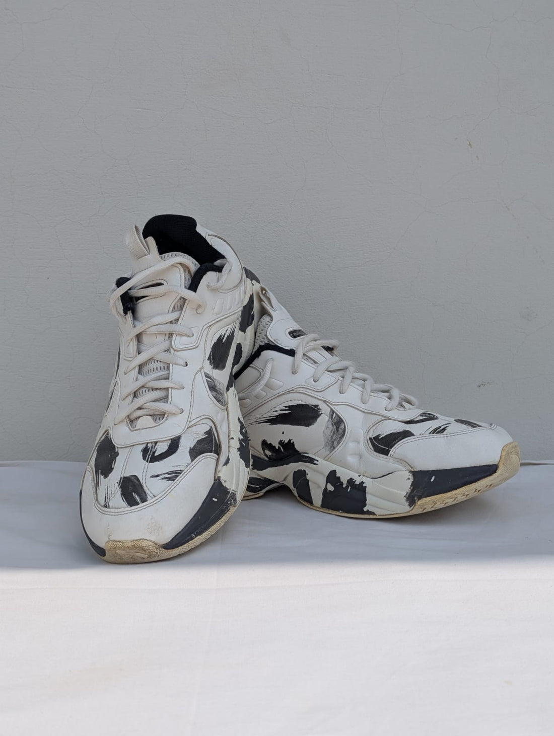 TENNIS White & Black Paint Splash Sneakers
