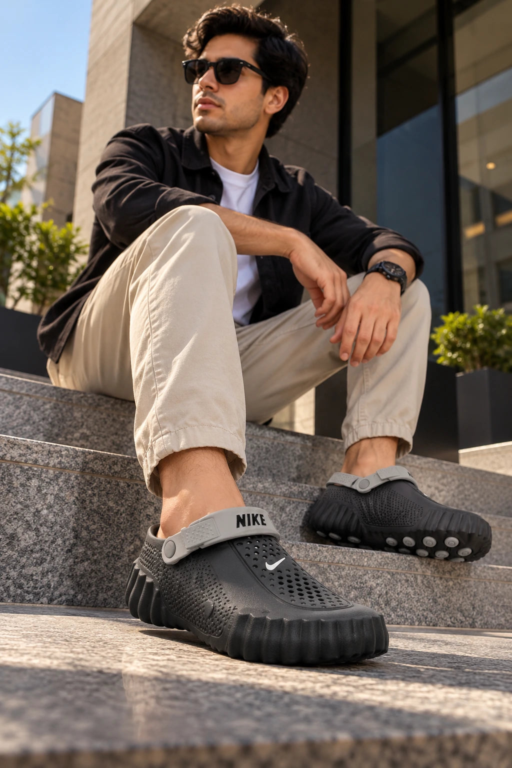 Sporty Clog Slides in Olive Green & Black | Premium Kicks