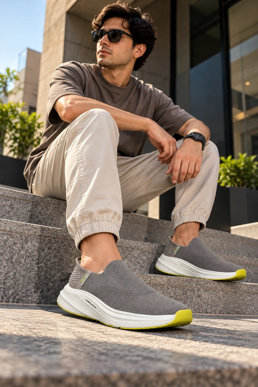 Skechers Slip-On Sneakers Dark Grey & Khaki | Premium Kicks